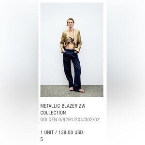 Zara Metallic Gold Jacket